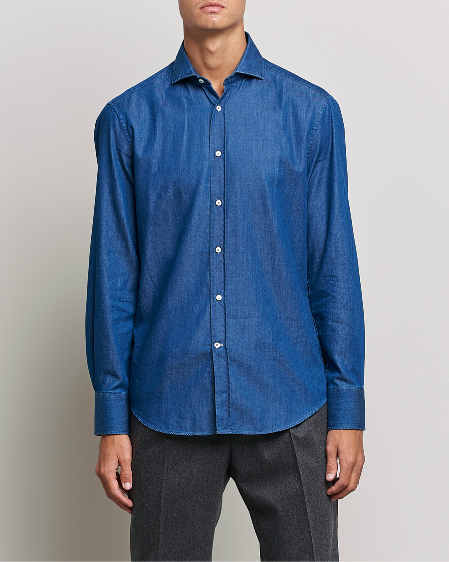 Herren | Hemden | Brunello Cucinelli | Slim Fit Denim Shirt Dark Indigo