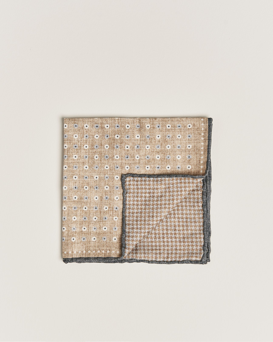 Herren | Brunello Cucinelli Micro Dot Pocket Square Beige/Blue | Brunello Cucinelli | Micro Dot Pocket Square Beige/Blue