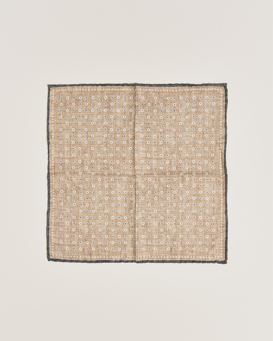Herren | Brunello Cucinelli Micro Dot Pocket Square Beige/Blue | Brunello Cucinelli | Micro Dot Pocket Square Beige/Blue