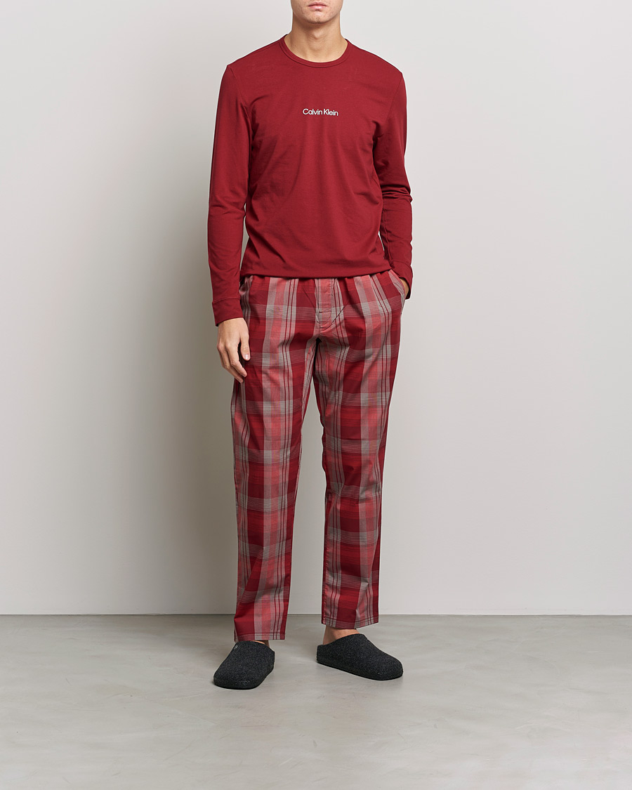 Herren | Schlafanzüge & Bademäntel | Calvin Klein | Logo Long Sleeve Checked Pyjama Set Red