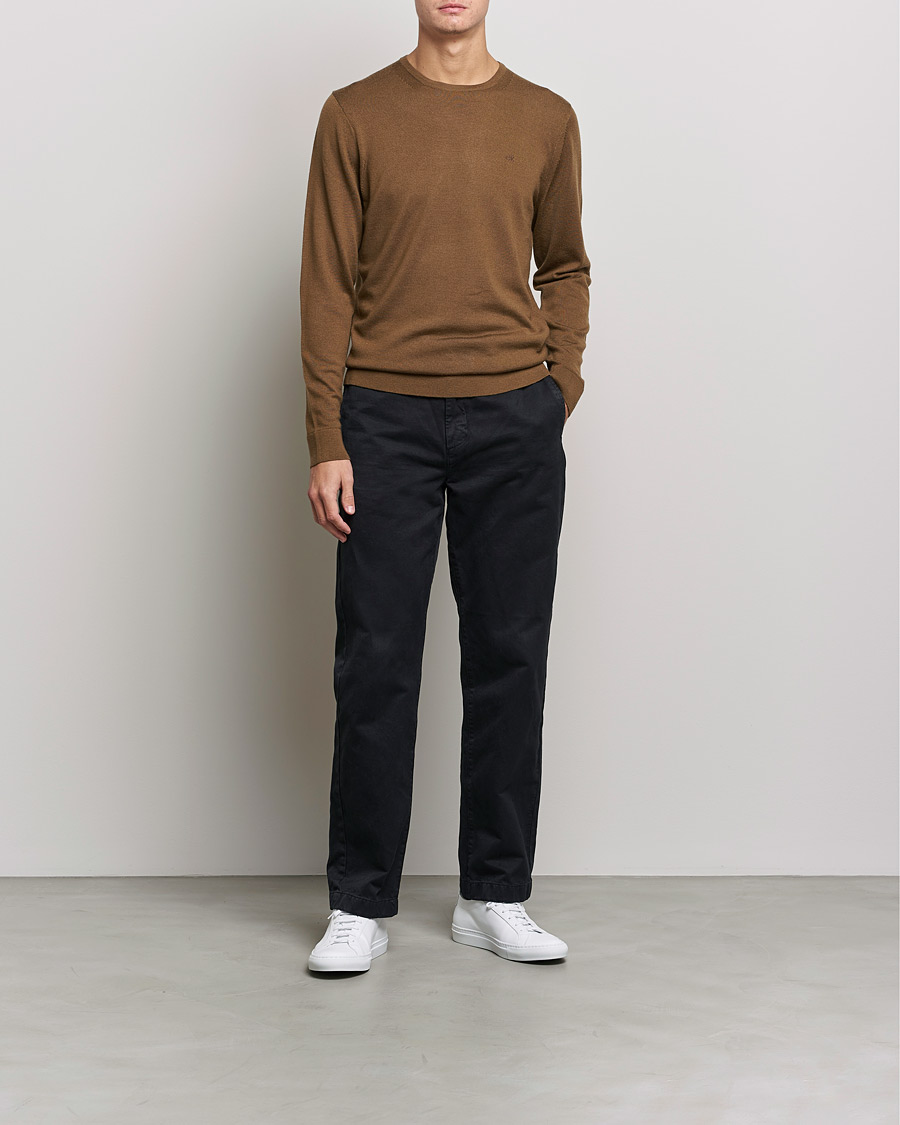 Herren | Rundausschnitt | Calvin Klein | Superior Wool Crew Neck Sweater Chester Brown