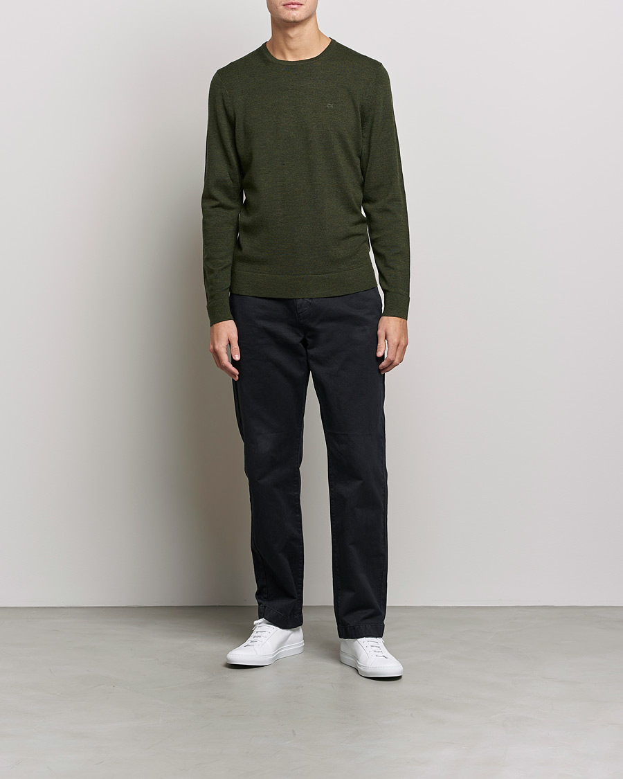 Herren | Rundausschnitt | Calvin Klein | Superior Wool Crew Neck Sweater Dark Olive