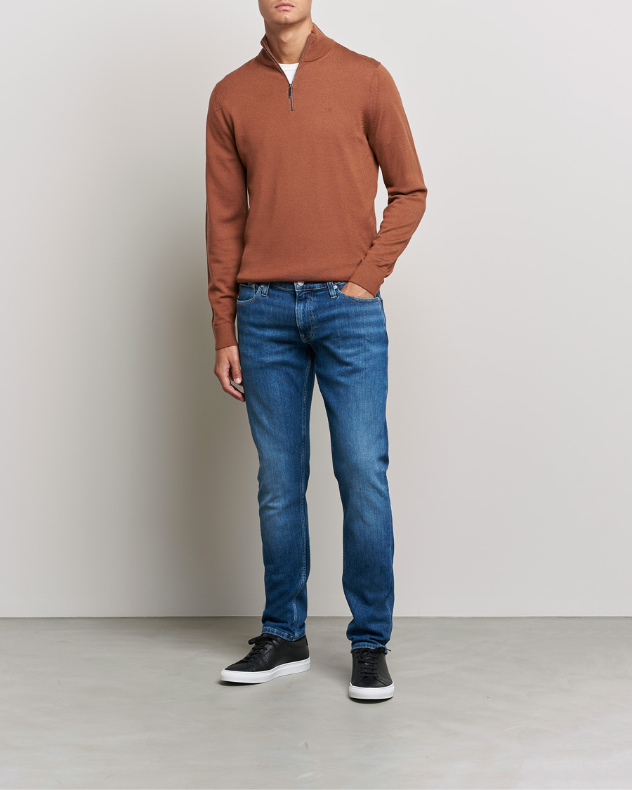 Herren |  | Calvin Klein | Superior Wool Half Zip Sweater Caramel Red