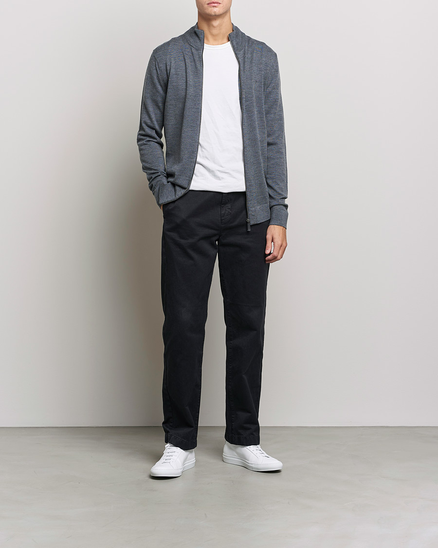 Herren | Pullover | Calvin Klein | Superior Wool Full Zip Sweater Dark Grey Heather