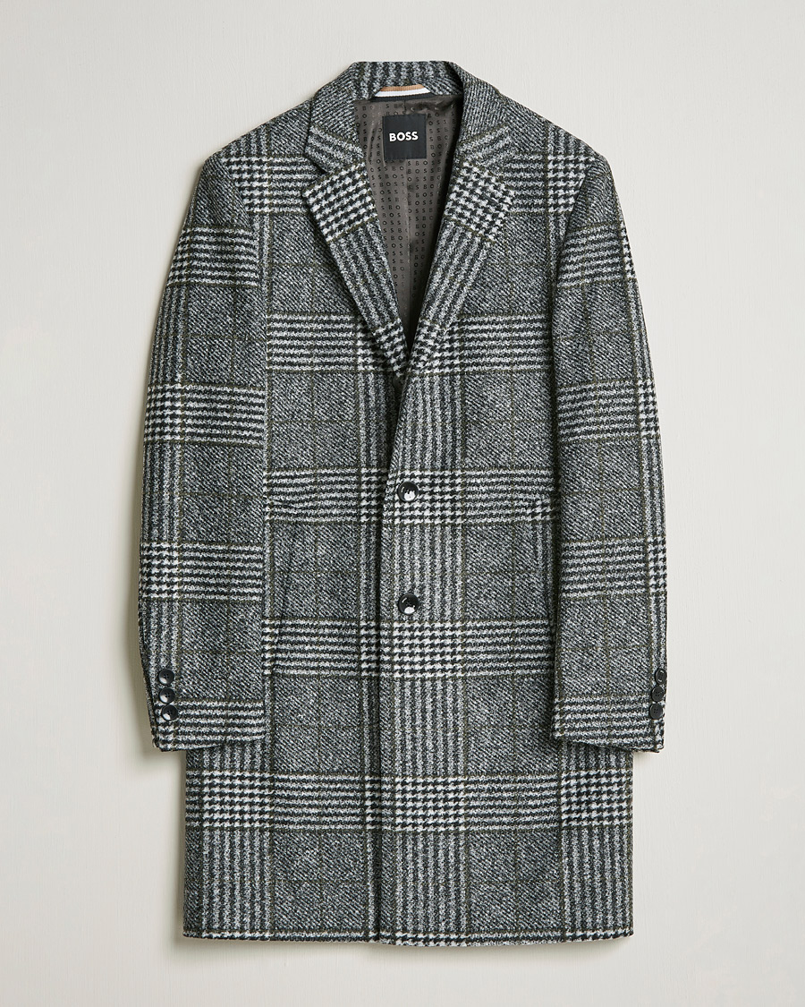 Herren | Mäntel | BOSS | Hyde Wool Checked Coat Black/Grey