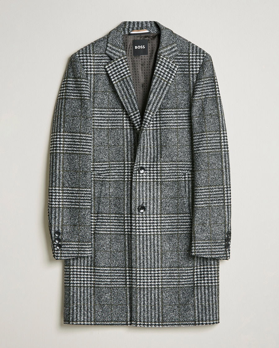 Herren | Jacken | BOSS BLACK | Hyde Wool Checked Coat Black/Grey