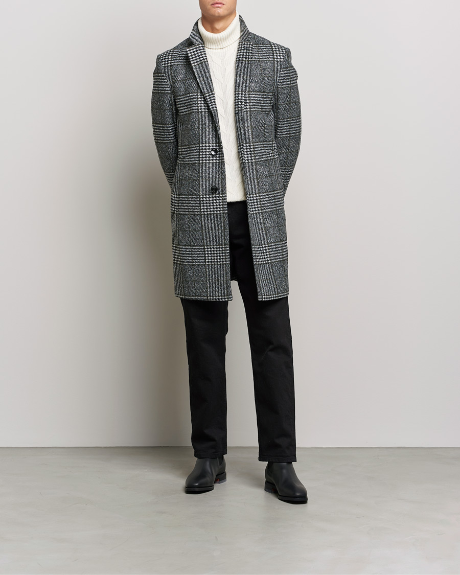 Herren | Jacken | BOSS BLACK | Hyde Wool Checked Coat Black/Grey