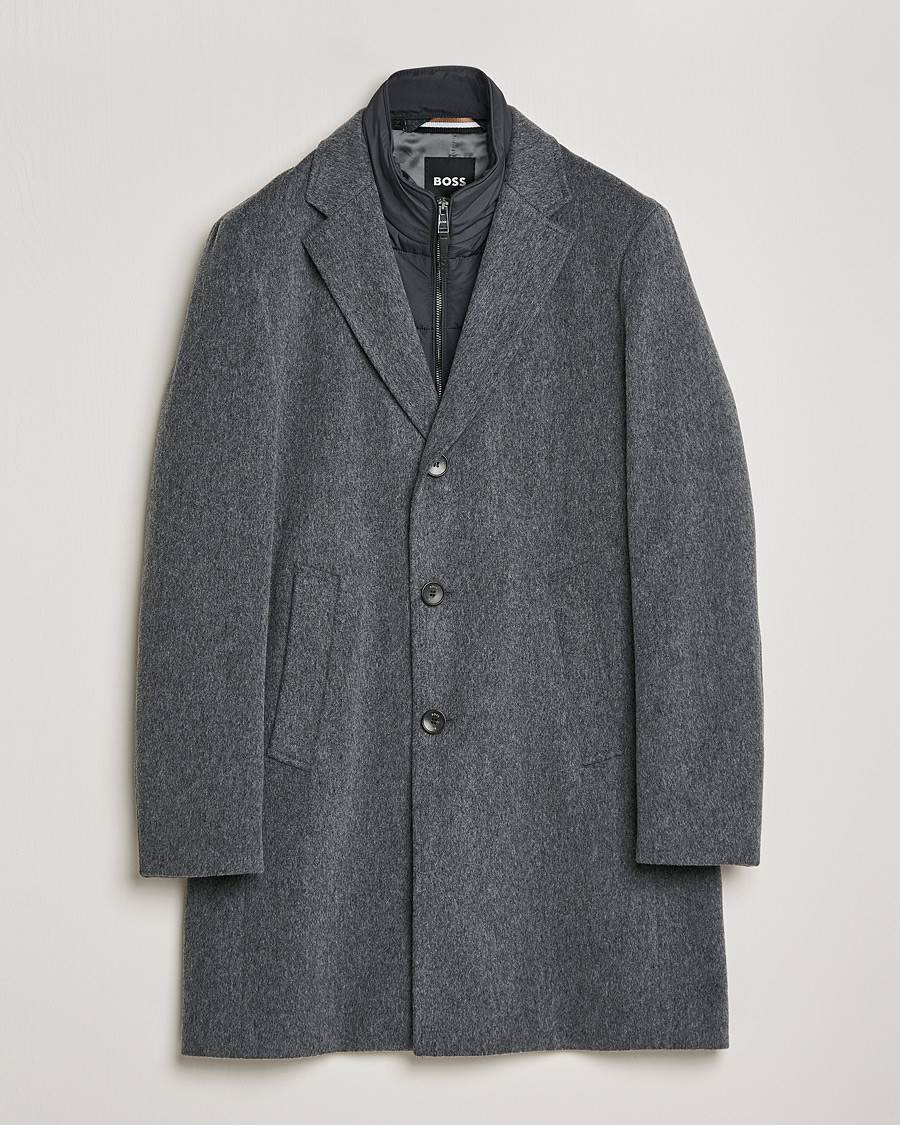 Herren | Jacken | BOSS | Hyde Wool/Cashmere Stand Up Collar Coat Silver