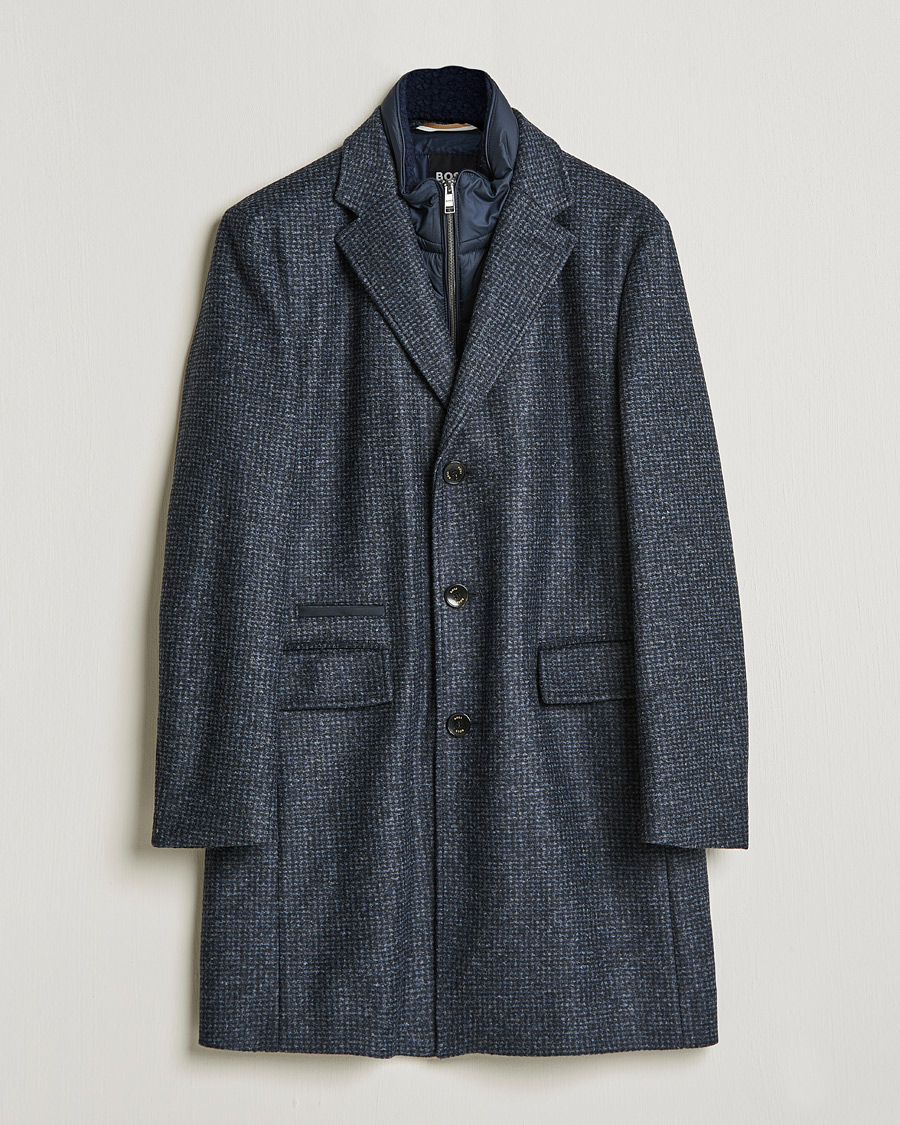 Herren |  | BOSS | Hyde Wool/Cashmere Stand Up Collar Coat Dark Blue