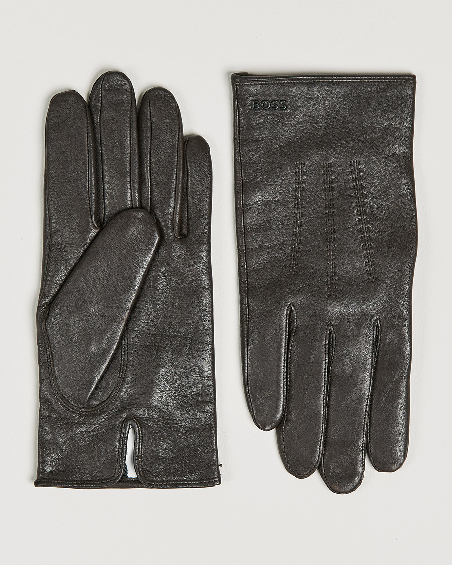Herren | Hainz Leather Gloves Medium Brown | BOSS BLACK | Hainz Leather Gloves Medium Brown