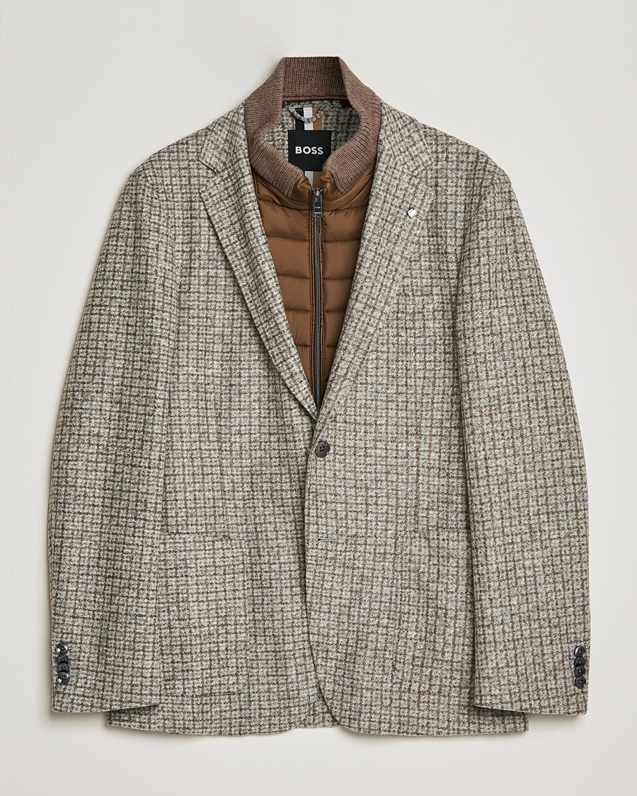 Herren | Sakkos | BOSS BLACK | Hanry Wool Checked Patch Pocket Blazer Silver