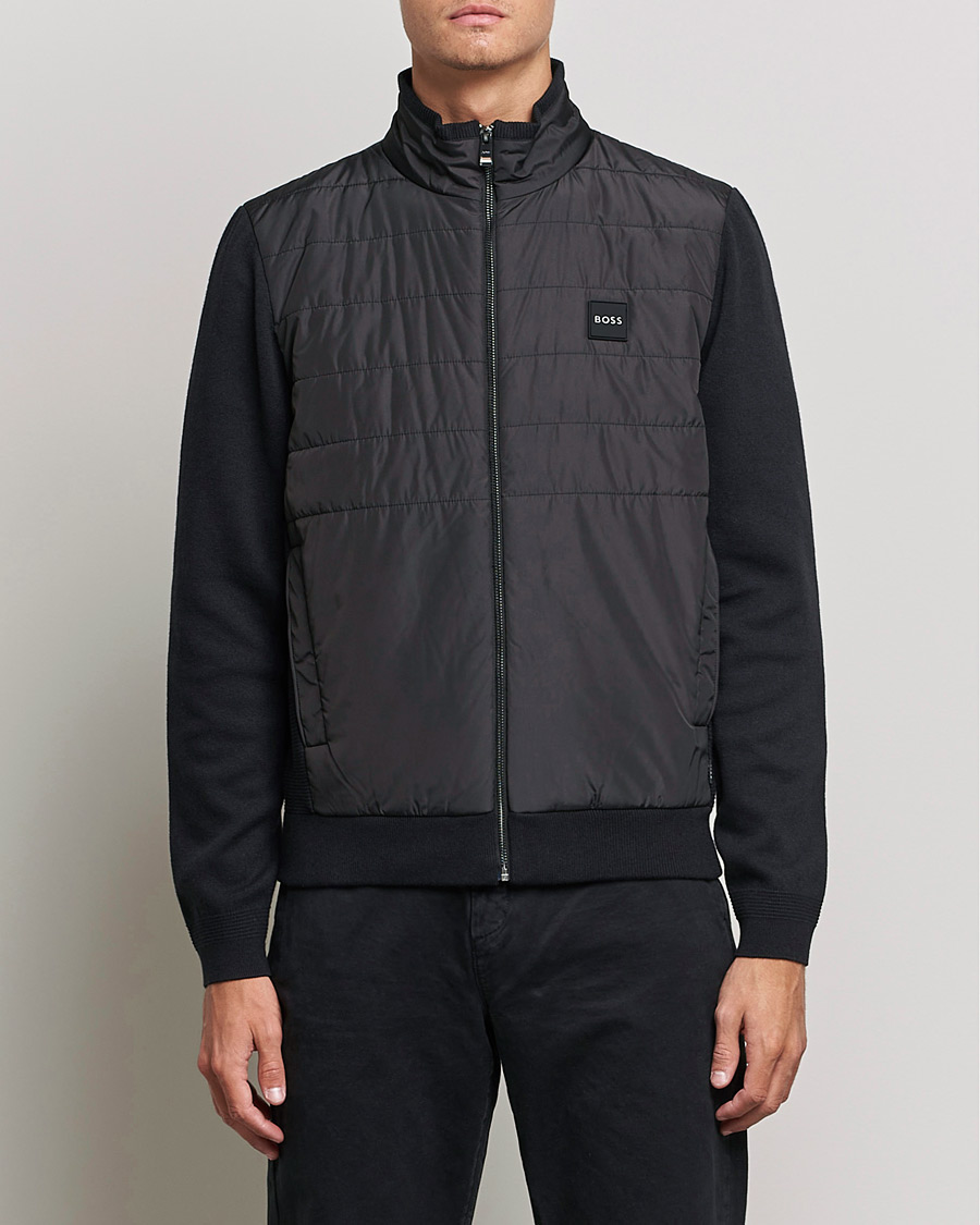 Herren | Pullover | BOSS BLACK | BOSS Lavando Hybrid Full Zip Black