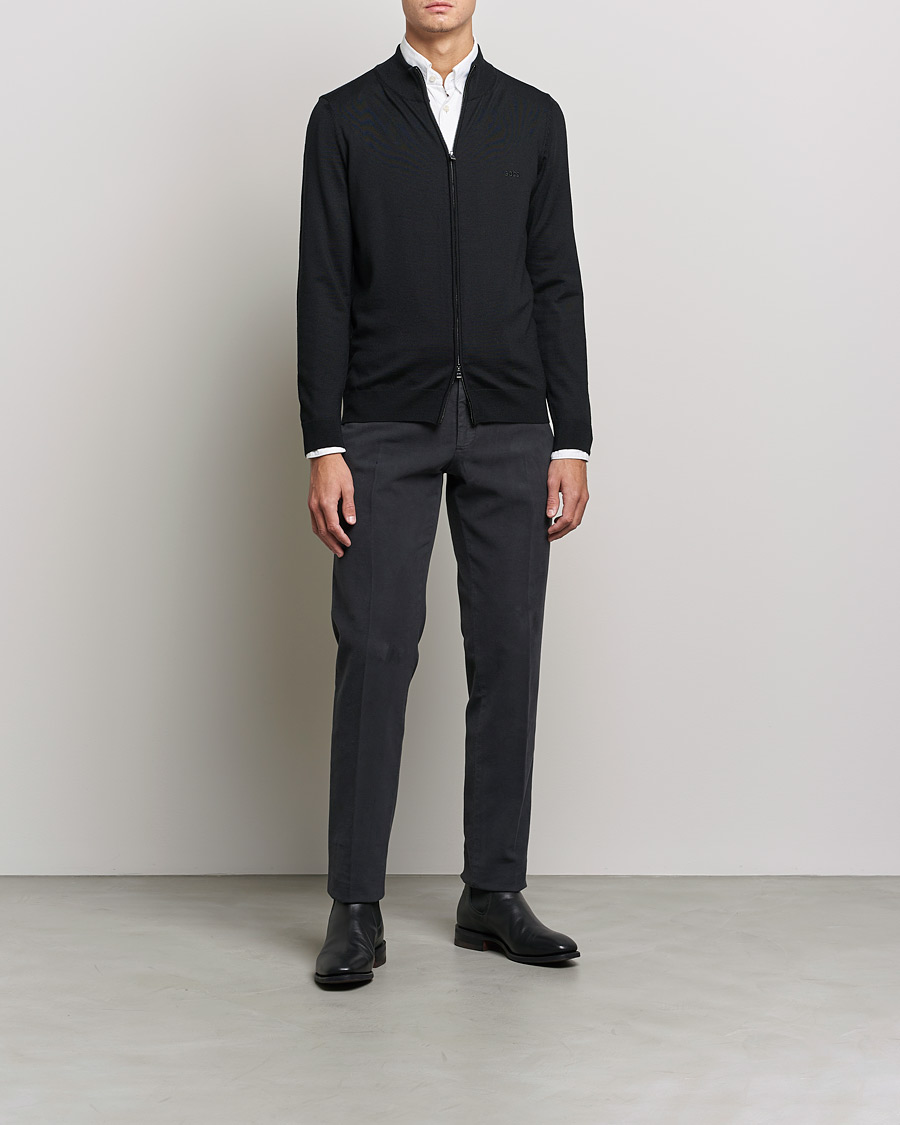 Herren | Reißverschlusspullover | BOSS | Balonso Full Zip Sweater Black