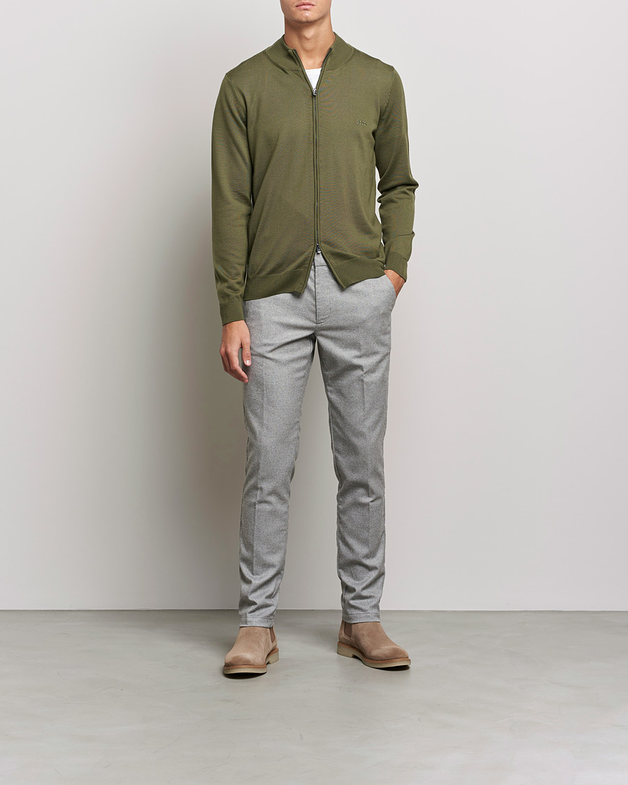 Herren | Reißverschlusspullover | BOSS | Balonso Full Zip Sweater Open Green