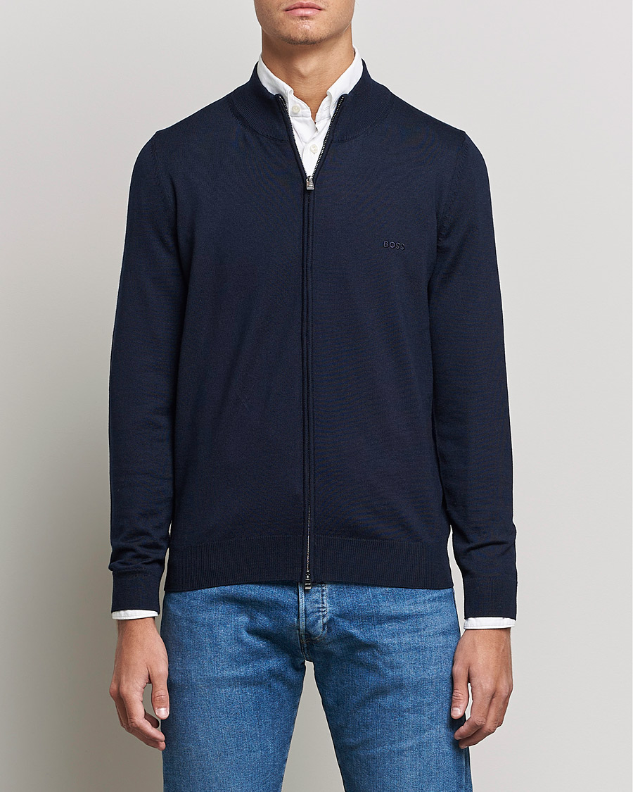 Herren | Pullover | BOSS BLACK | Balonso Full Zip Sweater Dark Blue