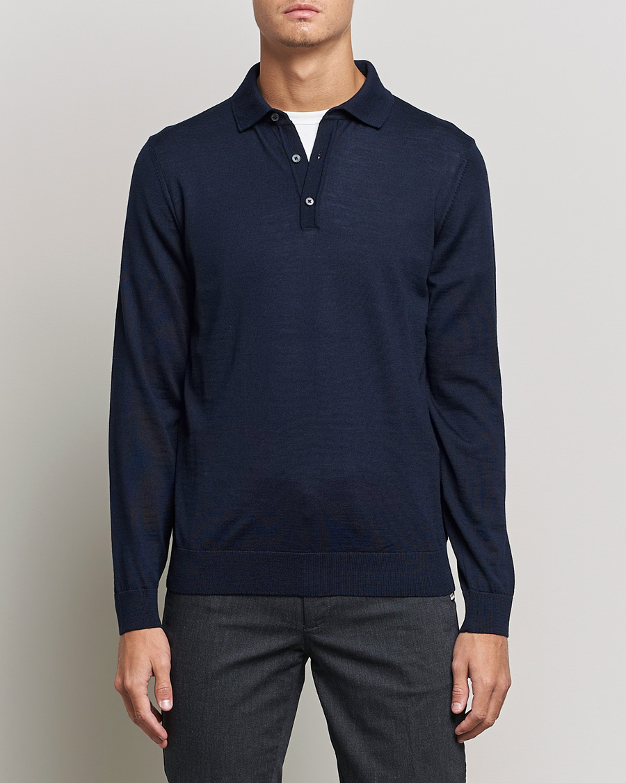 Herren |  | BOSS BLACK | Lancione Merino Knitted Polo Dark Blue