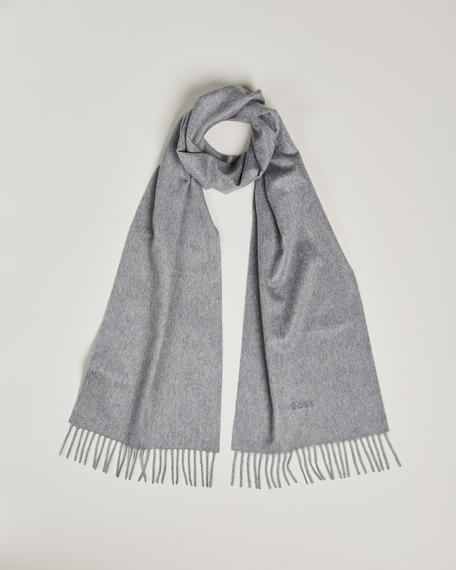 Herren | BOSS Scottas Cashmere Scarf Silver | BOSS BLACK | BOSS Scottas Cashmere Scarf Silver