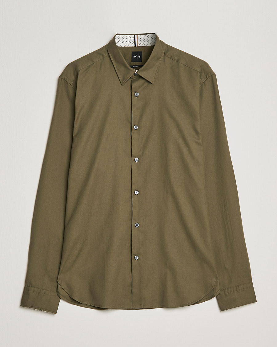Herren | Hemden | BOSS BLACK | Liam Flannel Shirt Open Green
