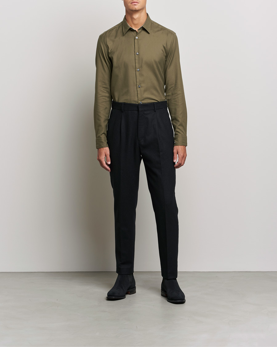 Herren | Hemden | BOSS BLACK | Liam Flannel Shirt Open Green
