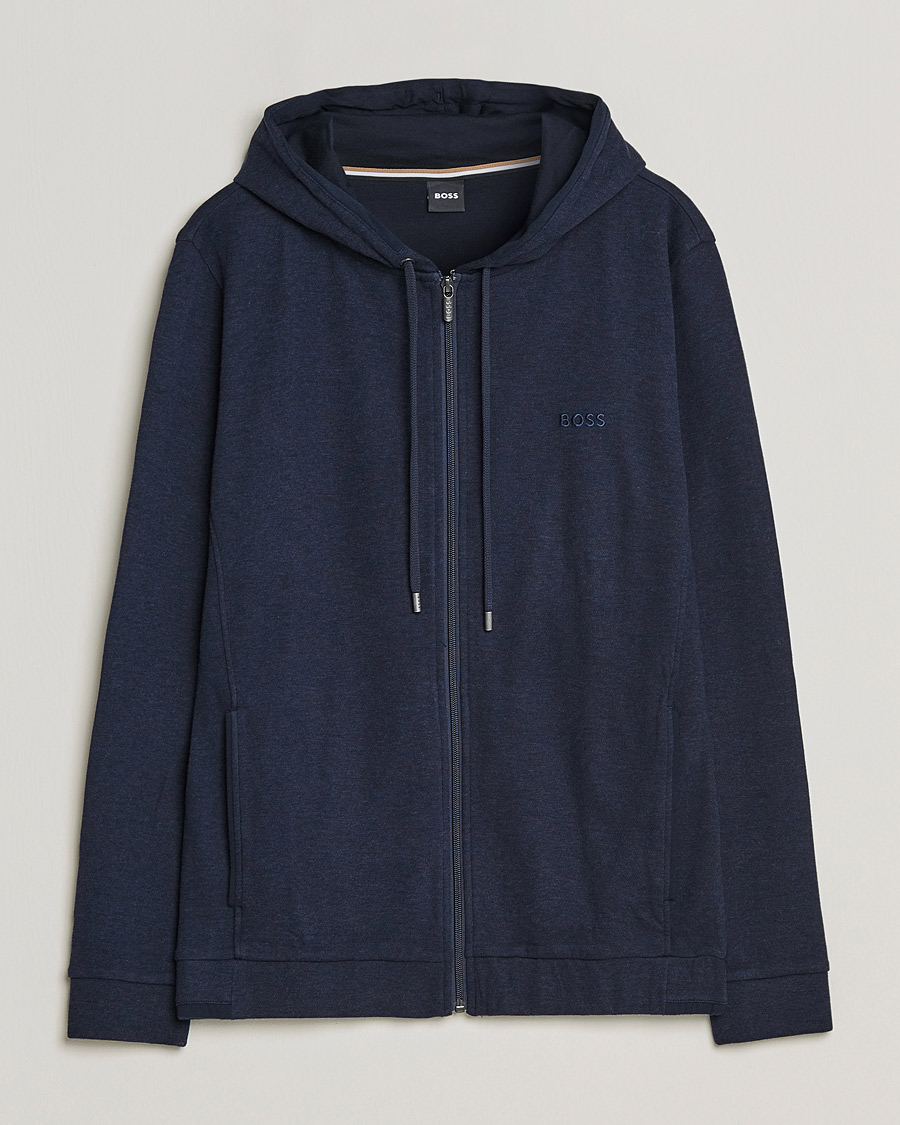 Herren | Pullover | BOSS BLACK | Cashmere Full Zip Hoodie Dark Blue