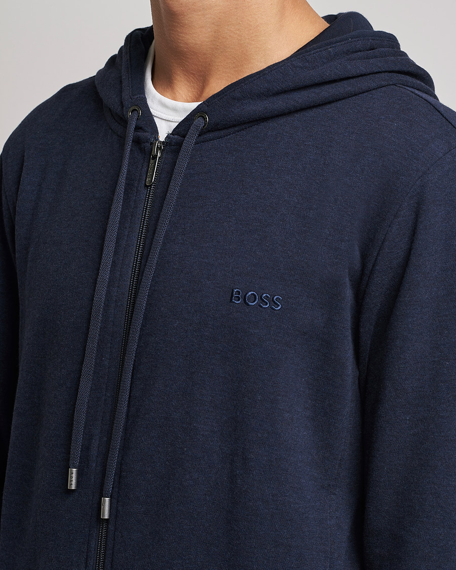Herren | Pullover | BOSS BLACK | Cashmere Full Zip Hoodie Dark Blue
