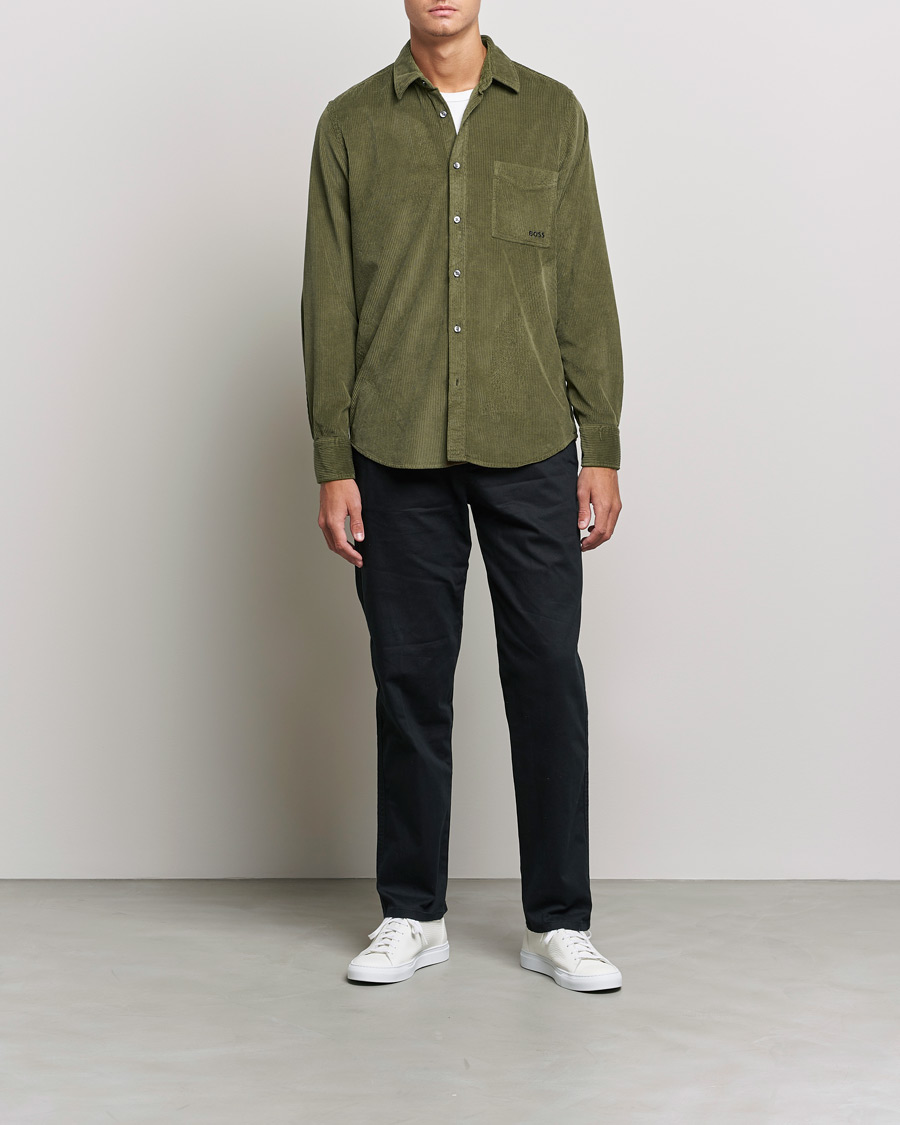 Herren | Hemden | BOSS Casual | Relegant Corduroy Shirt Dark Green