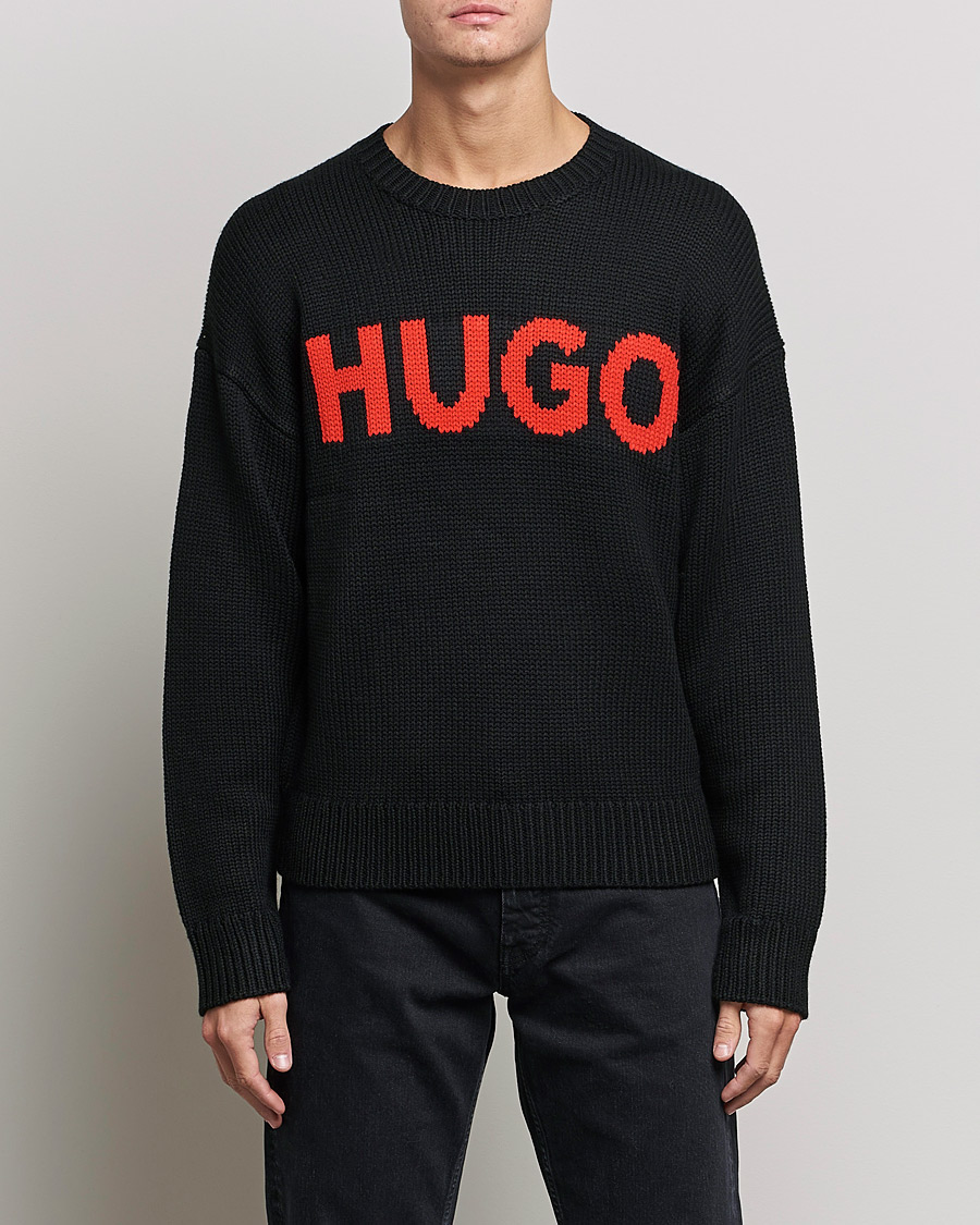 Herren | HUGO | HUGO | Slogonon Knitted Sweater Black