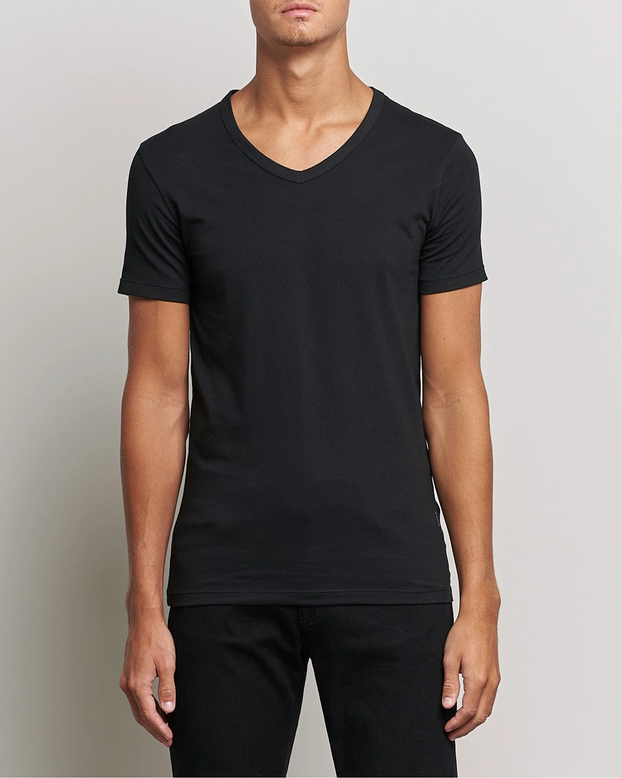 Herren | Schwartze t-shirts | BOSS BLACK | 2-Pack V-Neck Slim Fit T-Shirt Black