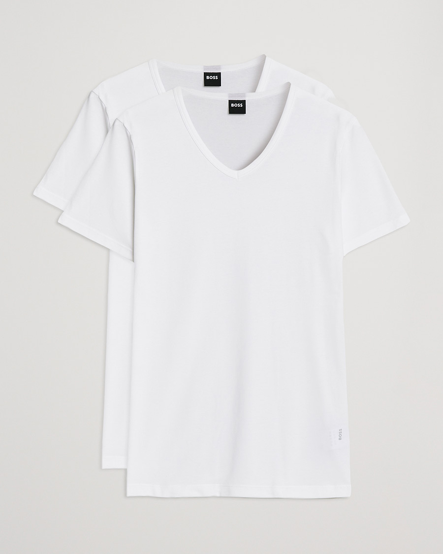 Herren | T-Shirts | BOSS BLACK | 2-Pack V-Neck Slim Fit T-Shirt White