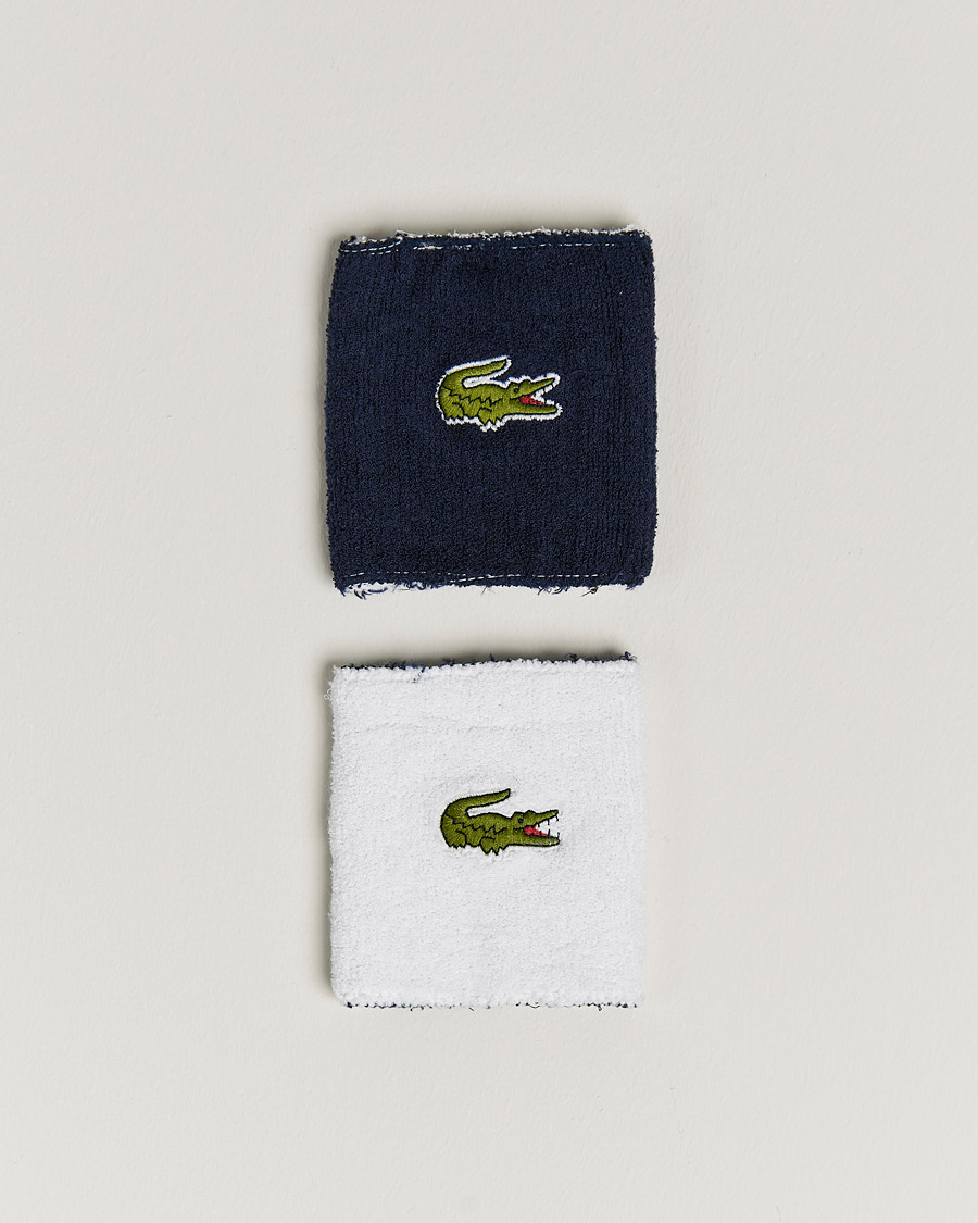 Herren | Lacoste Sport 2-Pack Logo Wristband White/Navy | Lacoste Sport | 2-Pack Logo Wristband White/Navy