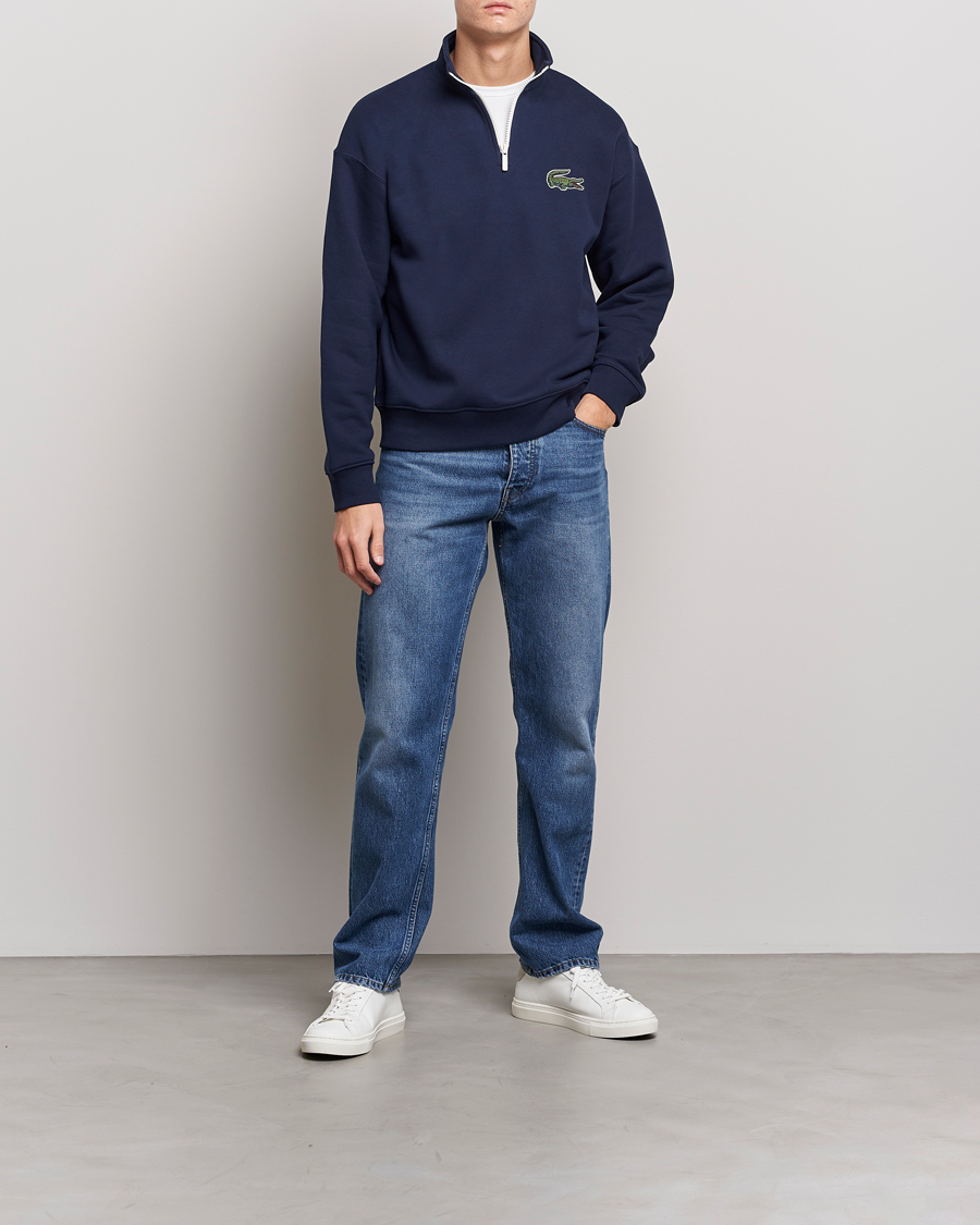 Herren | Lacoste | Lacoste | Half Zip Organic Cotton Sweatshirt Navy Blue