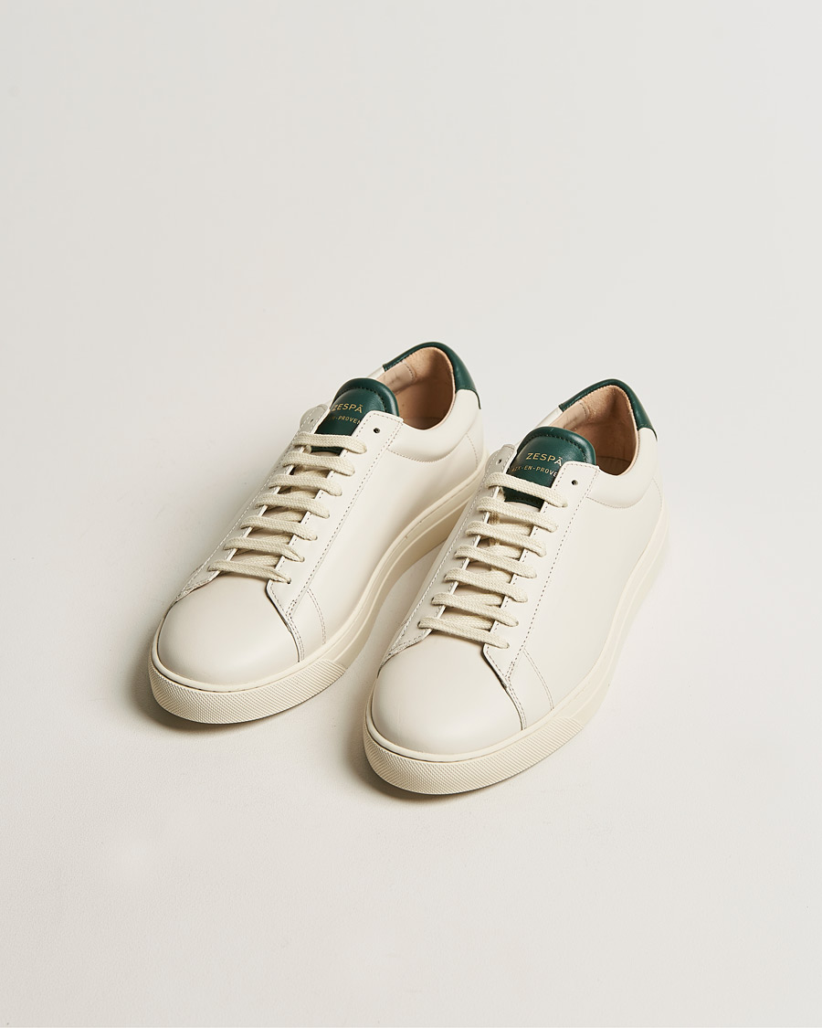 Herren | Schuhe | Zespà | ZSP4 Nappa Leather Sneakers Off White/Vert Sombre