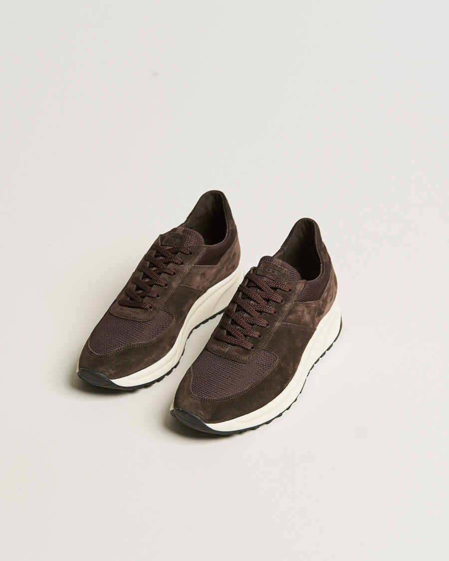 Herren | Laufschuhe Sneaker | C.QP | Stride Suede/Nylon Runner Dark Brown