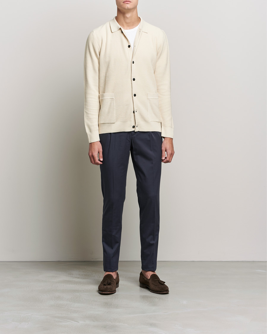 Herren | Pullover | Sunspel | Long Staple Cotton Knitted Jacket Ecru