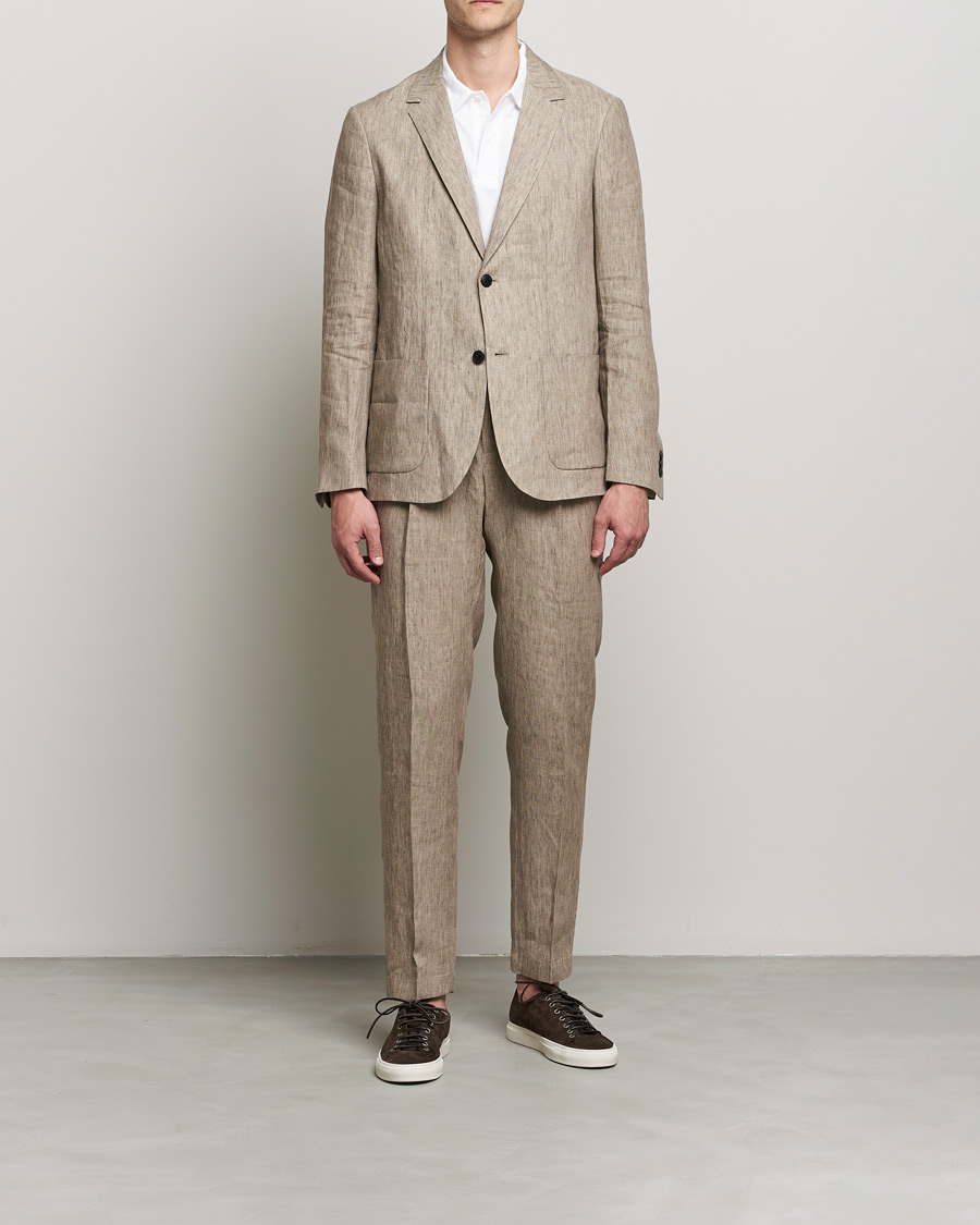 Herren | Hosen | Sunspel | Tailored Relaxed Fit Linen Trousers Dark Stone