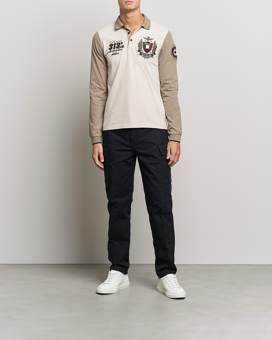 Herren | | Aeronautica Militare | Long Sleeve Logo Polo Tortora