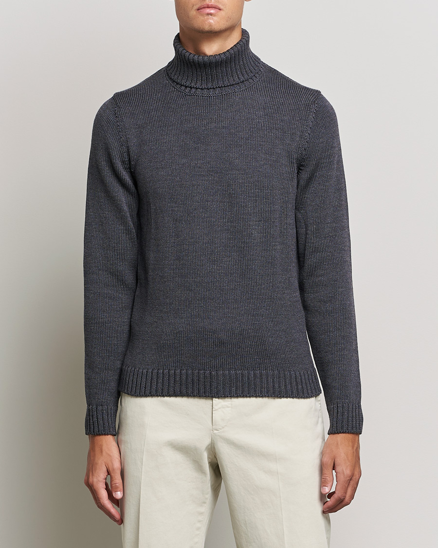 Herren |  | Zanone | Virgin Merino Wool Rollneck Grey Melange
