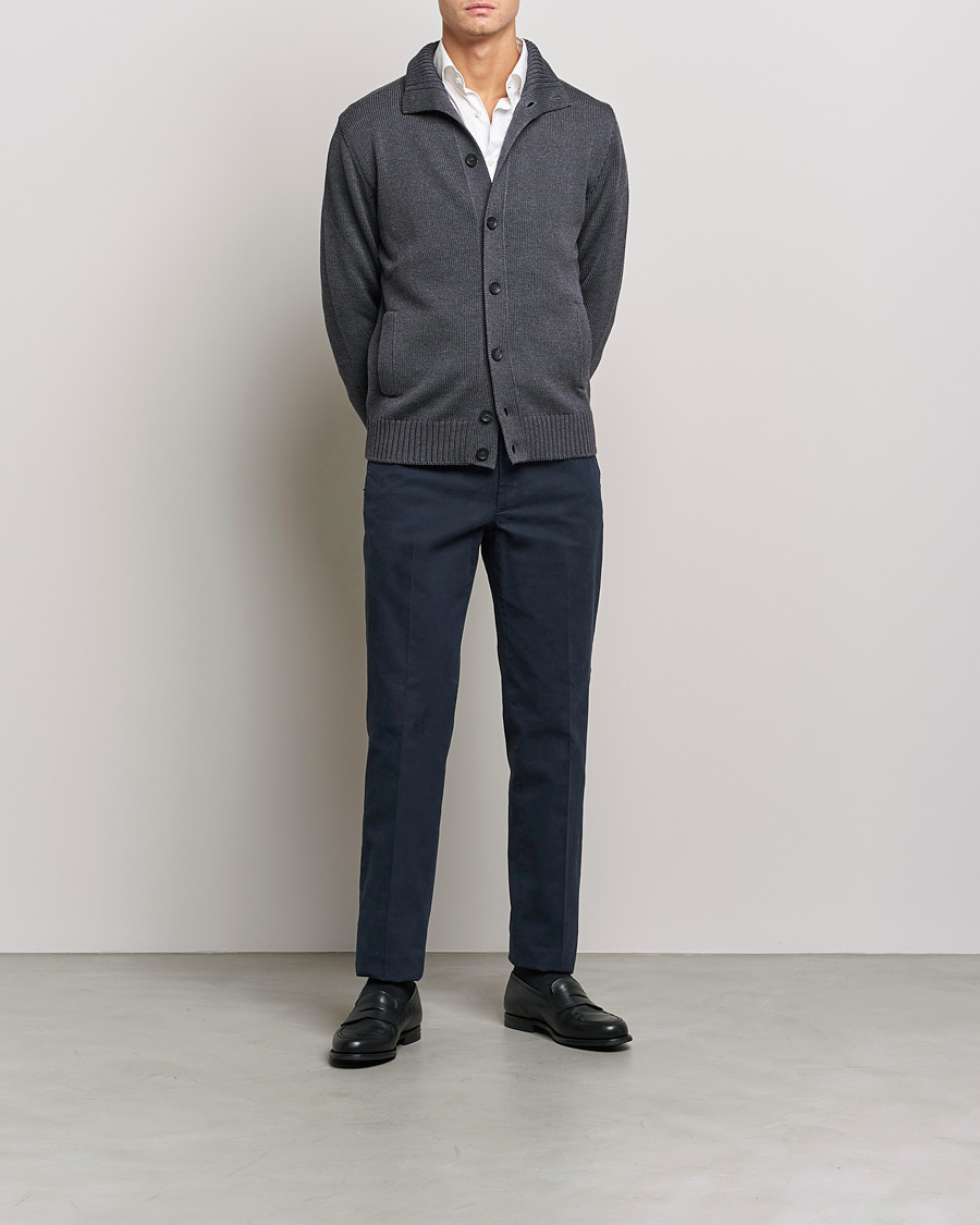 Herren | Pullover | Zanone | Virgin Merino Wool Chioto Cardigan Grey Melange
