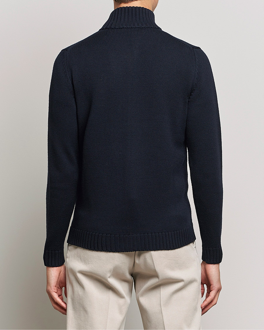 Herren | Pullover | Zanone | Virgin Merino Wool Zip Cardigan Navy