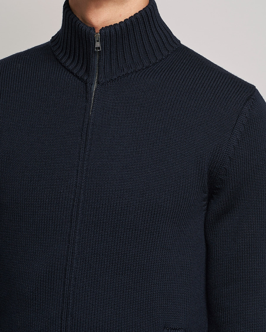 Herren | Pullover | Zanone | Virgin Merino Wool Zip Cardigan Navy