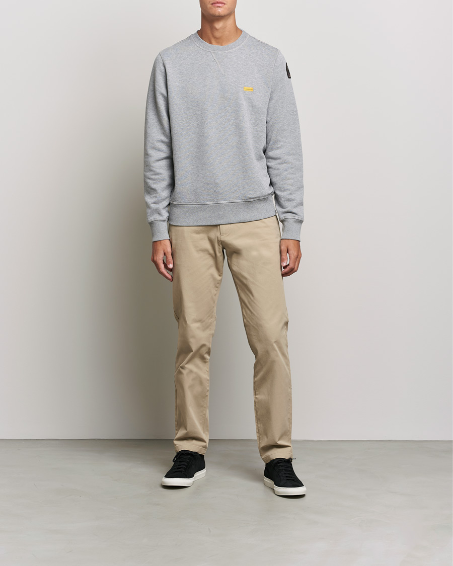 Herren | Graue Sweatshirts | Parajumpers | Basic Cotton Fleece Sweatshirt Silver Melange
