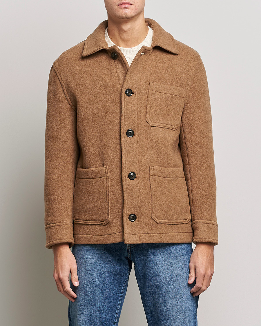 Herren | Klassische Jacken | GANT | Short Wool Patch Pocket Jacket Warm Khaki