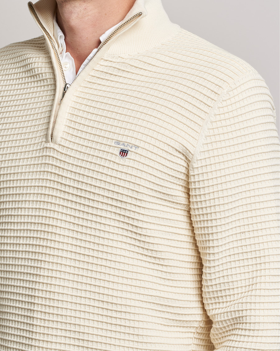 Herren | Pullover | GANT | Cotton Texture Half Zip Cream