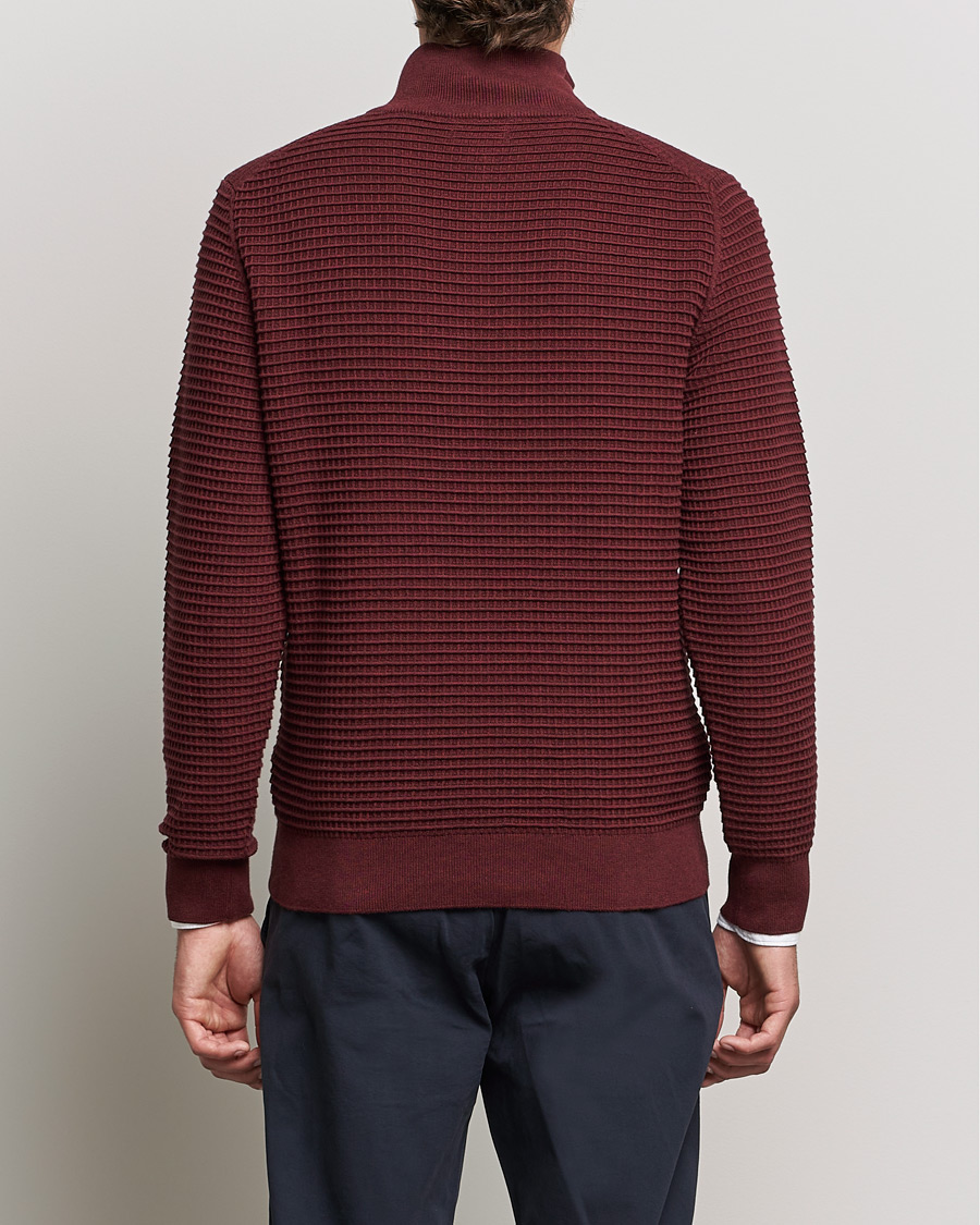 Herren | Pullover | GANT | Cotton Texture Half Zip Dark Burgundy Melange