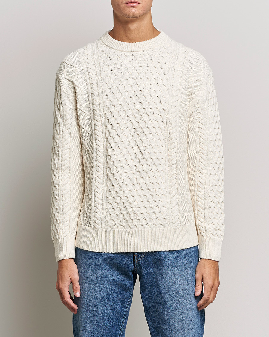 Herren | Strickpullover | GANT | Aran Structured Knitted Sweater Cream