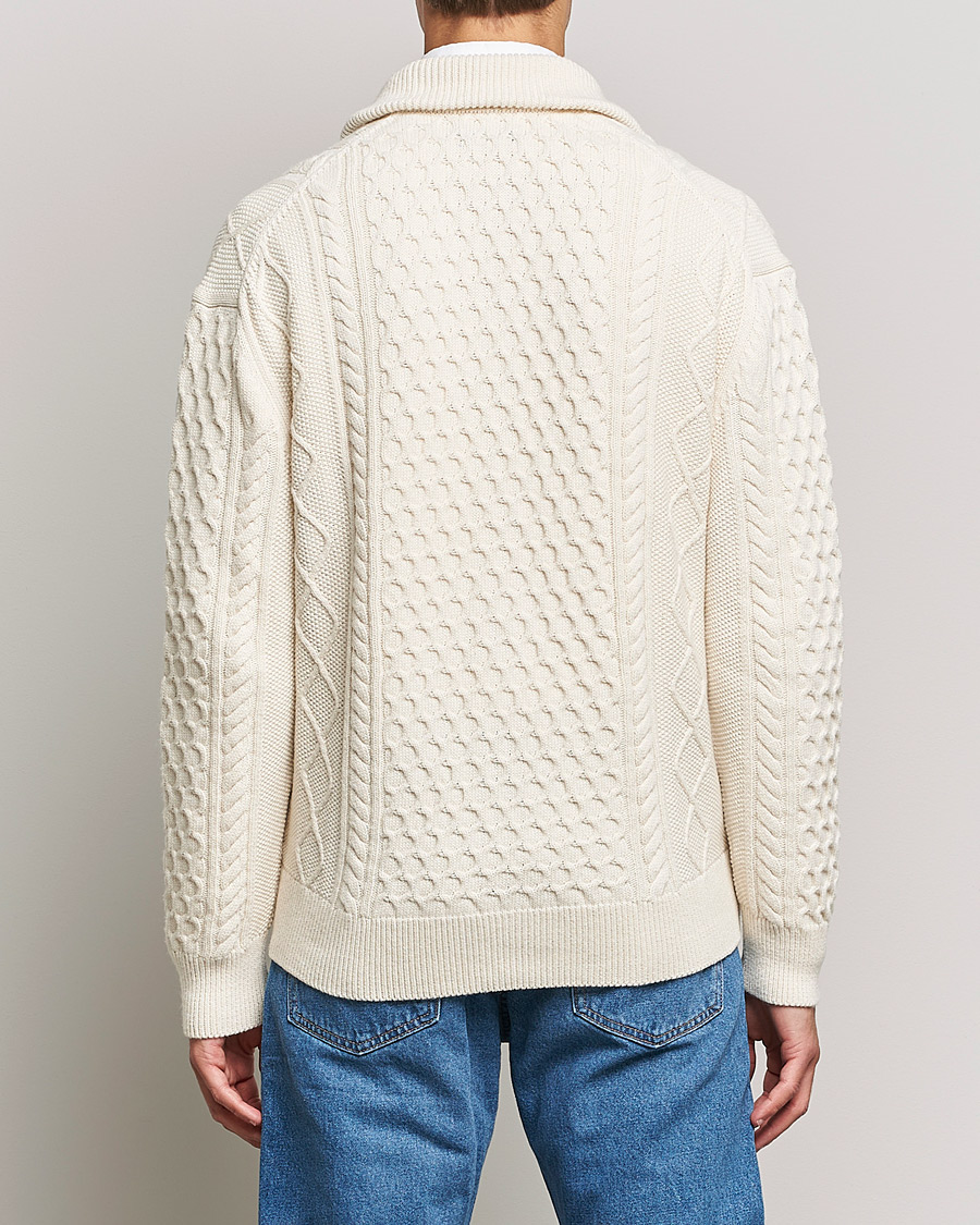 Herren | Pullover | Gant | Aran Structured Full Zip Cream
