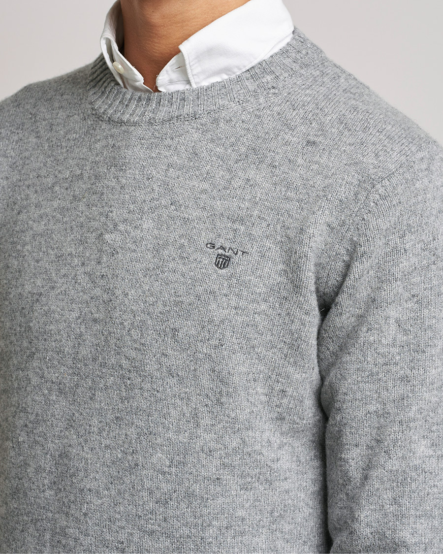 Herren | Pullover | GANT | Brushed Wool Crew Neck Sweater Grey Melange