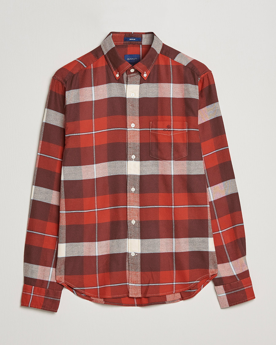 Herren | Hemden | GANT | Regular Fit Flannel Block Checked Shirt Spice Red
