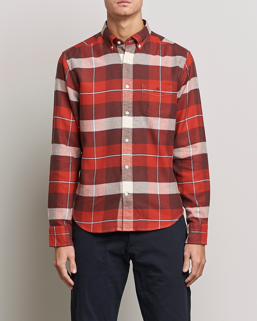 Herren | Flannellhemden | GANT | Regular Fit Flannel Block Checked Shirt Spice Red