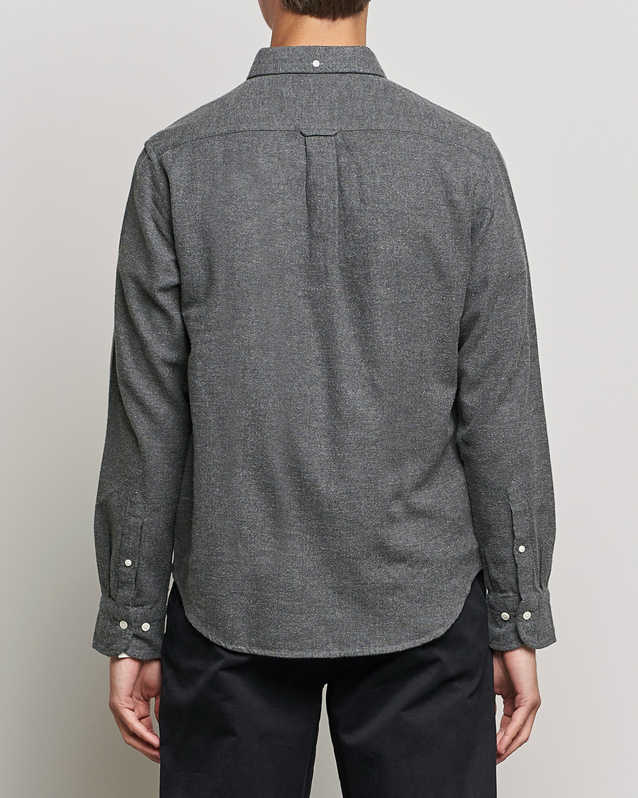 Herren | Hemden | GANT | Regular Fit Flannel Herringbone Shirt Charcoal Melange